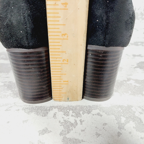 NEW Kenneth Cole Reaction Sonia Black Suede Leather Block Heeled Boots V558 - Picture 7 of 12